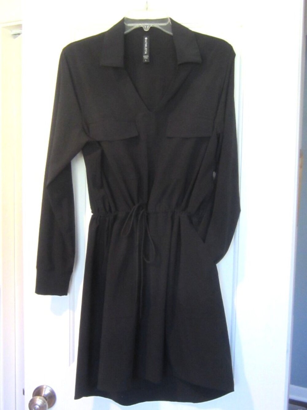 Athleta Zuma Shirtwaist Dress Long Sleeve Black Sz L